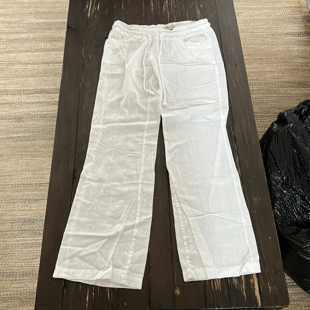 LAGACI 100% Cotton white, flowy pants